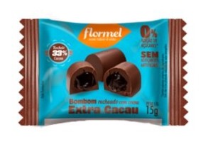 BOMBOM RECHEADO COM CREME EXTRA CACAU - FLORMEL